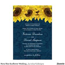 Navy Blue Sunflower Wedding Invitation Zazzle Com Blue Sunflower Wedding Sunflower Wedding Invitations Country Wedding Invitations