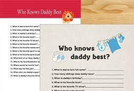 Dad knows best baby shower game templates. Who Knows Daddy Best Free Printable Baby Shower Game Free Printable Baby Shower Games Baby Shower Printables Printable Baby Shower Games