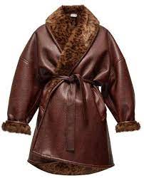 Oversized Faux Fur And Faux Leather Wrap Coat Balenciaga Matchesfashion Us Wrap Coat Faux Leather Coat Faux Leather
