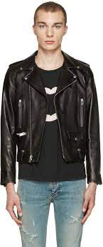 Saint Laurent Black Leather Biker Jacket Ssense Black Leather Biker Jacket Leather Fashion Biker Jacket Men