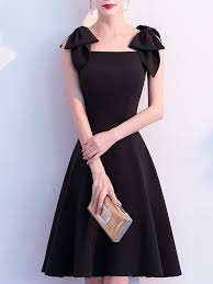 Square Neck Black A Line Prom Elegant Cocktail Midi Dress Midi Cocktail Dress Elegant Midi Dresses Prom Midi Dress