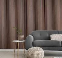 DecorAndDecor - Acoustic Slat Wood Wall Panel - Smoked Oak - 2400mm x 600mm