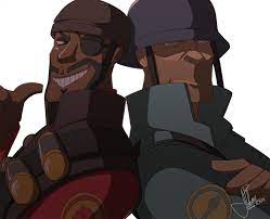 And The Pursuit Of Vengeance Red Demoman Blu Soldier Rheezy Deviantart Com Team Fortress 2 Medic Team Fortess 2 Team Fortress 2