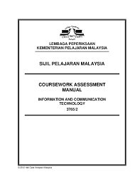 Pdf Coursework Assessment Manual Information And Communication Technology 3765 2 Sijil Pelajaran Malaysia Vie Veroha J Academia Edu