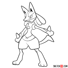 How To Draw Lucario Pokemon - Sketchok Easy Drawing Guides