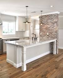 Reddish Gray Exposed Brick In A White Marble Kitchen Home Sweet Home New Homes