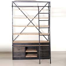 One drawer and three sandblast glasses, solid brass handles. Industrial Style Wood And Iron Shelf With Ladder And Drawers Furniture Shelves Cabinets Buy Online At Fanusta Fanusta