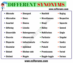 Different Synonym 40 Synonyms For Different Esl Forums Writing Words Learn English Words English Vocabulary Words