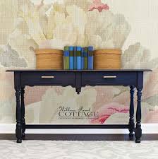 Sofa Or Entry Console Table Navy And Black Gold Hardware Farmhouse Refinished Pa Entry Console Table Dining Room Console Table Blue Painted Furniture