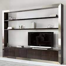 This quirky tv unit has a provision for changing sides so that one can sleep while the other enjoys late night soccer games! Contemporary Tv Wall Unit Tv 846ac Artesmoble Walnut Beech Stainless Steel