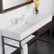 With its clean lines and generous size, this concrete sink is an ideal presentation piece for bathroom spaces of any aesthetic. Ronbow Marco Ceramic Rectangular Trough Bathroom Sink Wayfair