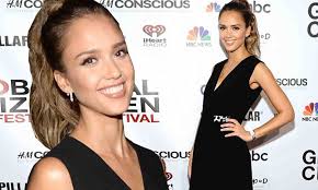 Jessica Alba is chic in all-black as she takes to the stage at star-studded  Global Citizen Festival