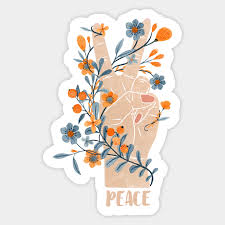 How do you respond to someone who is not feeling well? Peace Sign With Orange Flowers Blue Flowers And Vines Peace Sign Aufkleber Teepublic De