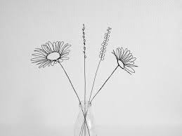 Bouquet De 4 Fleurs Fil De Fer Recuit Fleur A Accrocher Decoration Murale Floral Deco Boheme Nature Coquelicot Floral Wall Decor Floral Wall Yarn Flowers