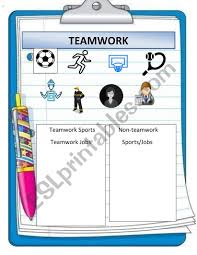 teamwork activity esl worksheet by ellenchamilothoris