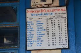 Local Stations And Their Fare Chart Picture Of Kalka