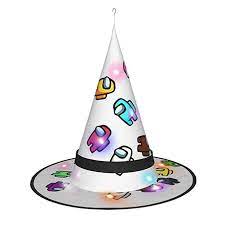 Amazon Com Jiaolun Crewmates Among Us Game Halloween Witch Hat With Lights Biden Balaclava Cosplay Or Party Deco Witch Hat Childrens Gifts Halloween Witch Hat