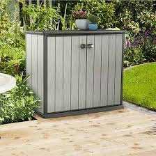 Keter grande horizontal shed durable polypropylene resin; Keter Horizontal Resin Storage Shed 55 In X 29 In X 47 2 In Grey 235483 Rona