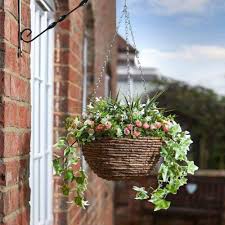 Our outdoor silk flowers are ideal for bouquets, baskets and wreaths. Outdoor Artificial Garden Flower Hanging Basket In Pink White Weather Resistant 30cm Buy Online In Andorra At Andorra Desertcart Com Productid 165185293