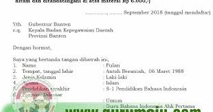 Savesave contoh surat lamaran cpns for later. Contoh Format Surat Lamaran Cpns 2018 Provinsi Banten Guru Maju
