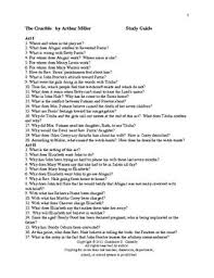 The Crucible Study Guide Study Guide Crucible High School Literature
