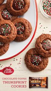 Chocolate Toffee Thumbprint Cookies Recipes Recipe Thumbprint Cookies Recipe Cookies Recipes Christmas Holiday Baking