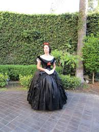 American civil war ladies hoop dresses for the antebellum and civil war periods (1850s & 1860s): The Couture Courtesan Early 1860s Black Evening Gown