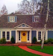 This spacious scandinavian house shows the yellow and blue colour theme stretched over wide white backdrops. Yellow Front Doors Are Not For The Faint Of Heart Or Neighborhood Rebel Becolorful