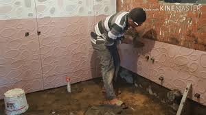 تركيب سيراميك حمام ألوان روعة وردي أبيض ميكس مقاس 30 90 Youtube