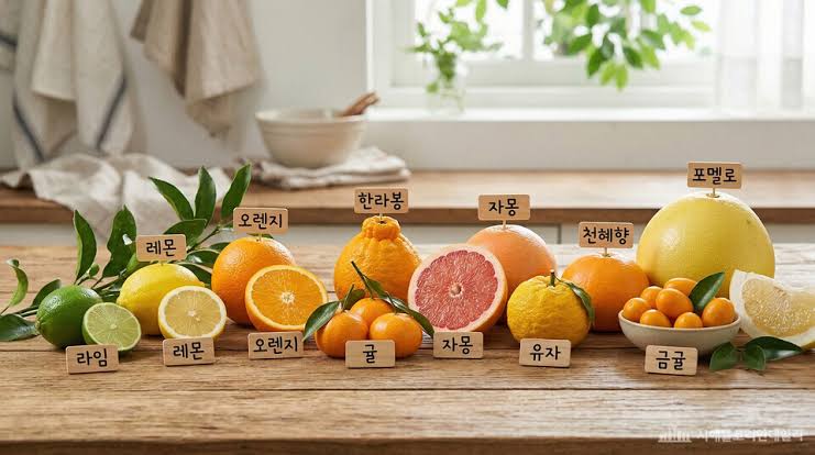 비타민 C의 대표적 급원인 감귤류 과일, AI로 생성