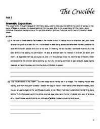 The Crucible Act 1 Dramatic Exposition Annotation Activity Crucible Dramatic Acting