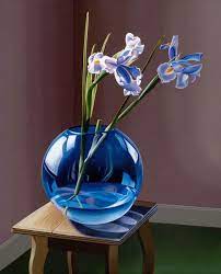 Globe Vase With Iris Print Flower Art Painting Flower Painting Floral Painting