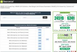 It will be based on the questions in the exam and marks scored by the candidates. Wbjee 2019 Answer Key Resonance Wbjee Nic In 2019 Login Edugic