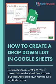 How To Create A Drop Down List In Google Sheets Google Sheets Data Validation Google Tricks