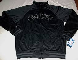 details about brooklyn nets tricot track jacket full zip majestic athletics black nba new logo