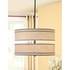 Double drum shade chandelier image and description. Double Decker White Shade 6 Light Chandelier Overstock 7411423