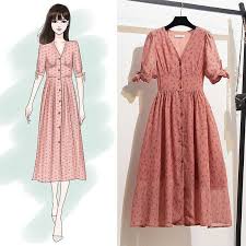 Fabric merchants rayon challis mini floral denim/coral. Fashion 2019 Summer New Floral Print A Line Chiffon Dress Women V Neck Short Slee Fashion Illustration Dresses Fashion Sketches Dresses Fashion Drawing Dresses