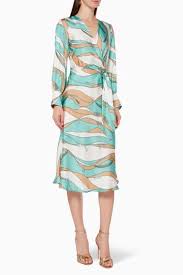 Printed Silk Midi Dress فساتين فستان اسعار ماركات عالمية فخمة راقية اليزابيتا فرانكي Fashion Wrap Dress Dresses