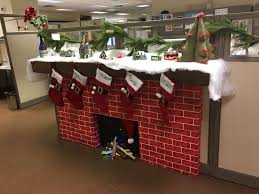 Diy Christmas Fireplace Workstation Decoration Diy Christmas Fireplace Christmas Cubicle Decorations Christmas Fireplace