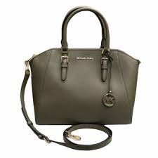 Michael Kors Olive Leather Satchel Handbag Green Handbag Leather Satchel Handbags Leather Satchel
