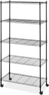2 tiers kitchen organiser adjustable metal rack microwave shelf holder with hook. Buy Whitmor Supreme 5 Tier Cart Holds Up To 1 000 Lbs Black Online In Ukraine B01m0d782s
