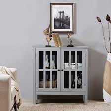 78'' h x 31'' w x 16'' d; Buy Tangkula Sideboard Buffet Storage Cabinet Kitchen Storage Cabinet With 2 Glass Doors Liquor Cabinet For Home Kitchen Dining Room Cupboard Console Table Curio Cabinet Grey Online In Uae B08vg2g2x5