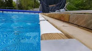Hanging A Rectangular Intex Ultra Frame Pool Directly From The Pool Deck Trouble Free Pool Pool Pool Deck Above Ground Fiberglass Pools