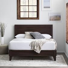 Habitrio queen bed with storage, solid wood queen size platform bed frame with 4 drawers, headboard w/bookcase, footboard, wooden slat support, no box spring needed, furniture for bedroom. Beds At Lowes Com