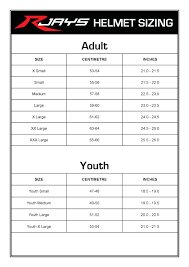 oneal helmet size chart youth