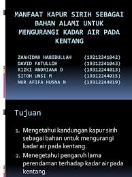 Arus listrik merupakan arus elektron. Kapur Sirih Kentang Ppt