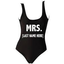 Black And White Monokini Swimsuits Custom Mrs Last Name Black White Or Red One Piece Swimsuit Women Monokini Swimming Suit Honeymoon Just Married Bachelorette One Piece Suit In 2020 Black One Piece Swimsuit One Piece One