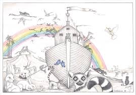 Only 1 available and it's in 1 person's cart. Noah S Ark A Whimsical Pencil Illustration Drawing By Lisa Mary Narramore