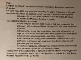 Your ideas bank could look like this. Part 1 A Explain The Idea Of Maturity Transformat Chegg Com