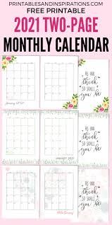 Download our 2020 calendar printable templates to make a calendar for the year 2020. 2021 Two Page Monthly Calendar Template Free Printable Printables And Inspirations